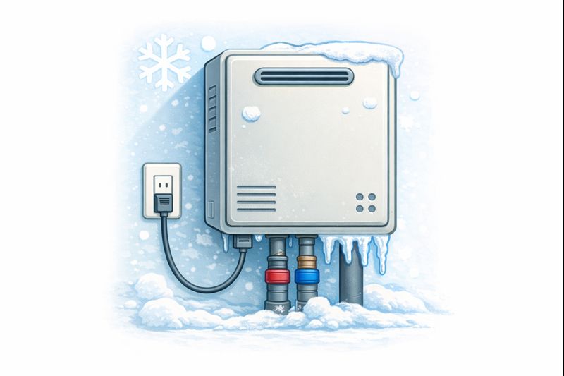 給湯器まわりの凍結イラスト