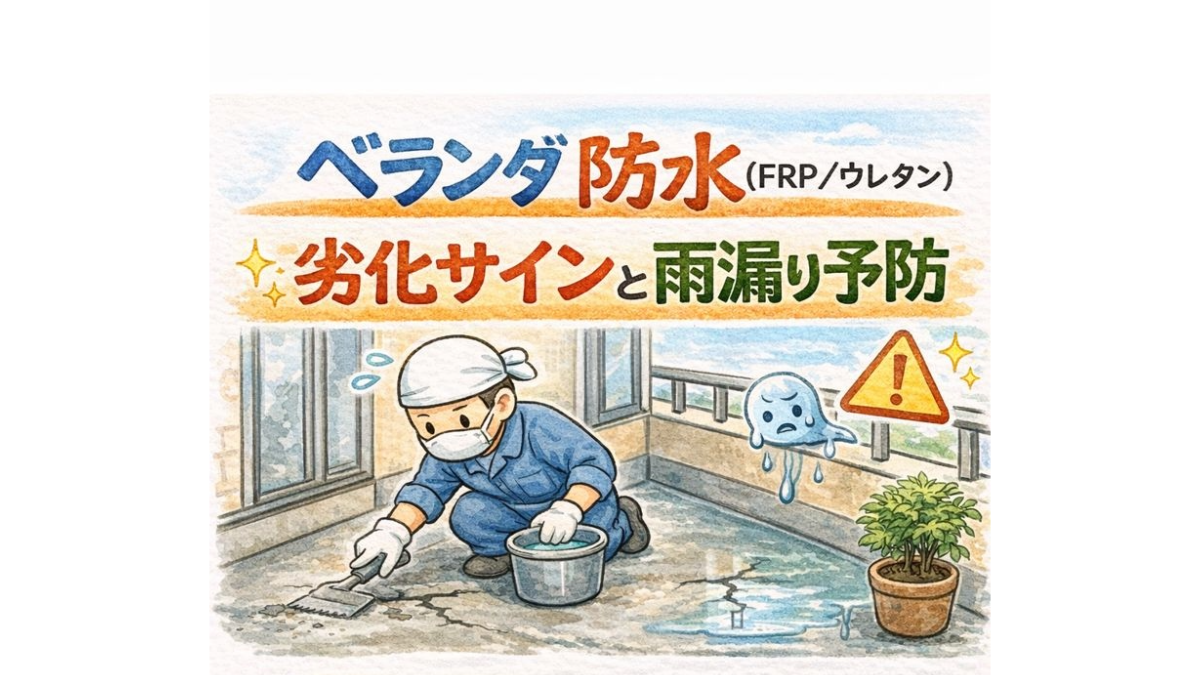 ベランダ防水(FRP・ウレタン)の劣化サインイラスト