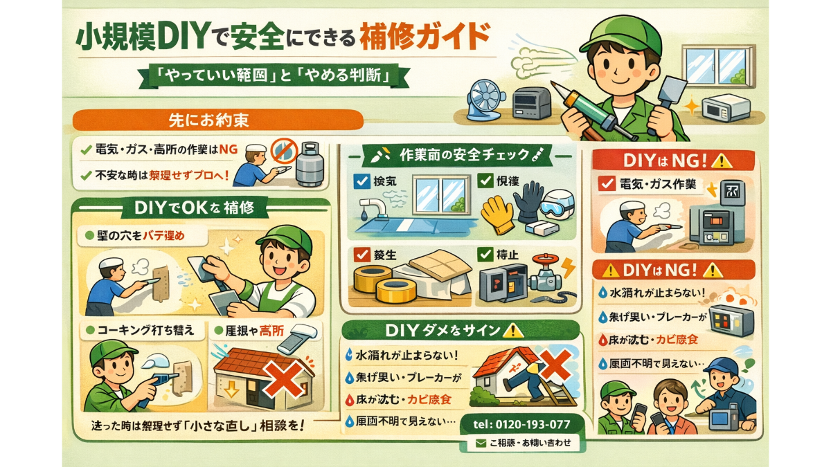 小規模DIYで安全にできる補修ガイド｜やっていい範囲とやめる判断