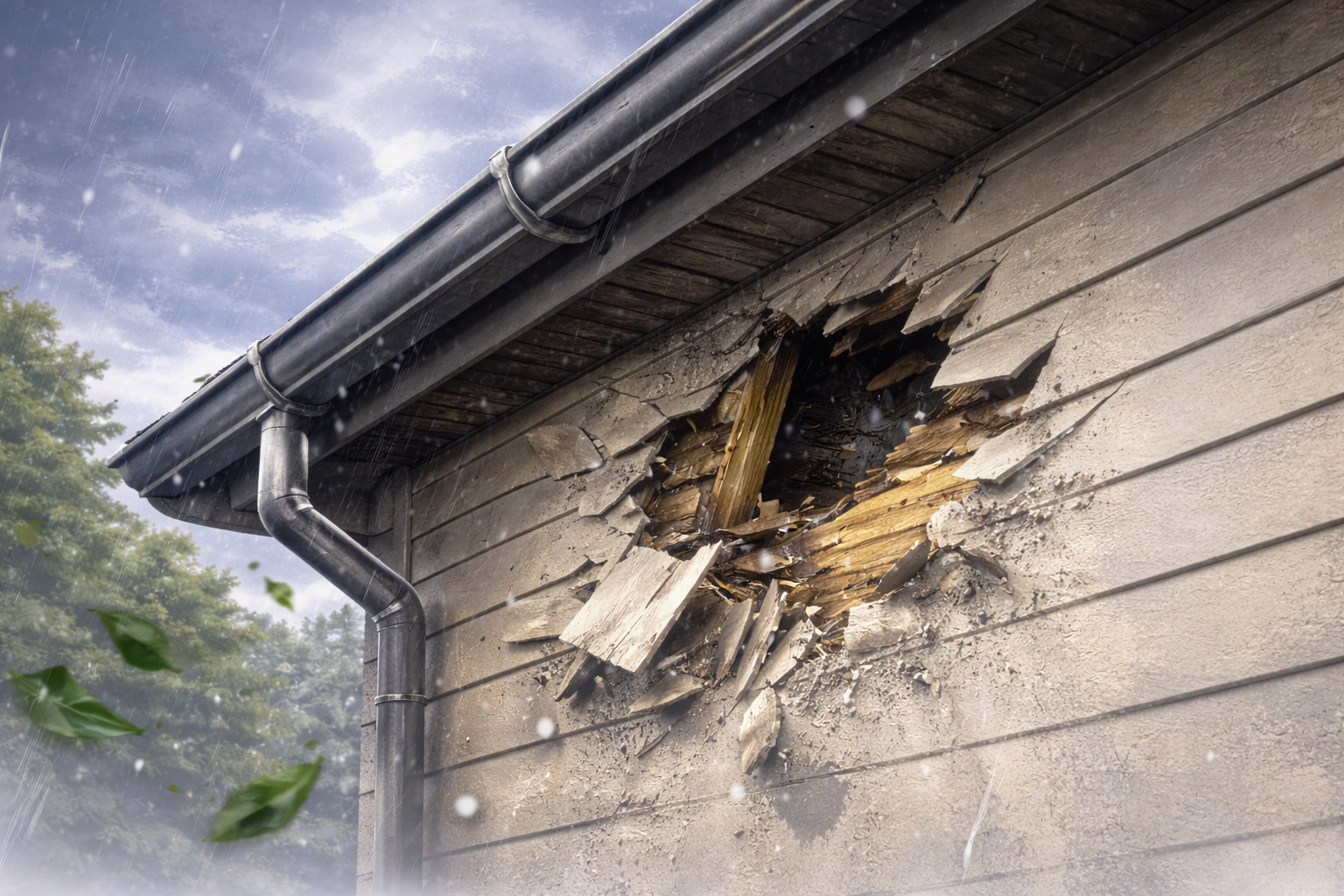 外壁の破損(飛来物・強風など)