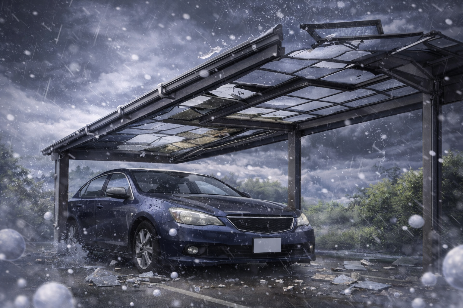 カーポートの破損(雹・強風など)