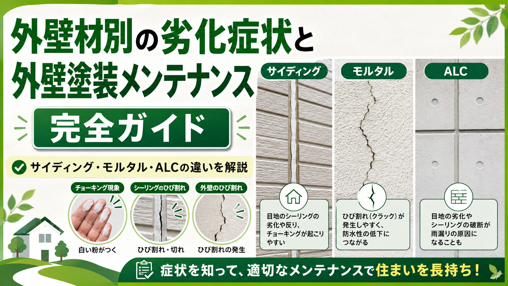 外壁材別の劣化症状とメンテナンスガイド
