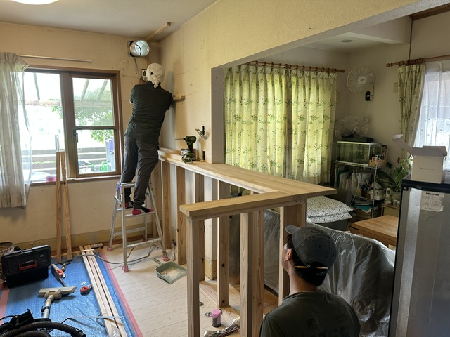 宇都宮市 キッチン移設 収納棚下地造作