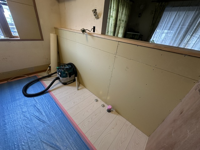 宇都宮市 キッチン移設 石膏ボード張り