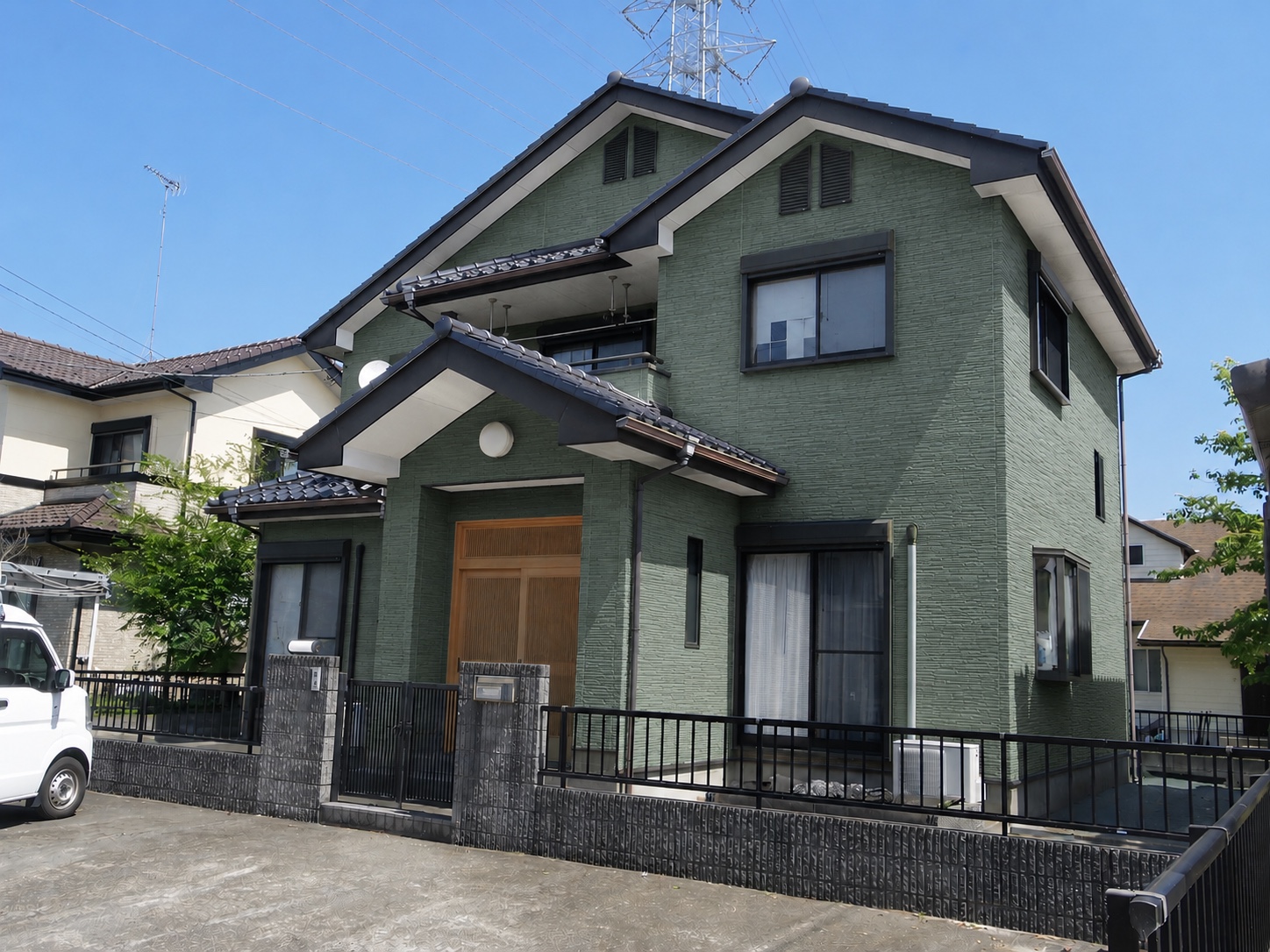 外壁塗装グリーン系カラーシミュレーション