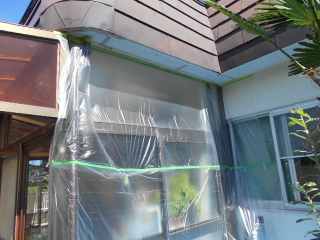 宇都宮市白沢町 軒天塗装 養生