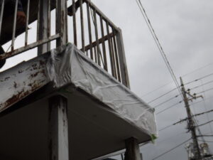 この後、雨予報があったため養生を行い、本日の作業は、以上で終了になります。