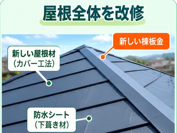 金属屋根材を使用した屋根カバー工法